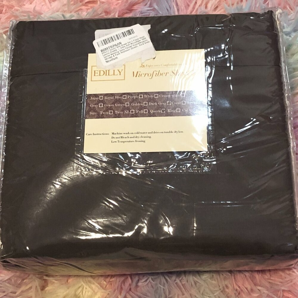 Microfiber 4 Piece Queen Sheet Set - Dark Grey